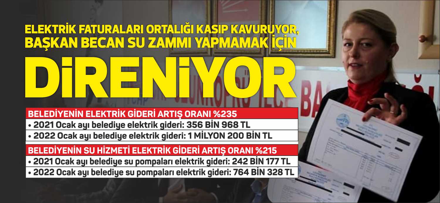 BELEDİYENİN ELEKTRİK GİDERİ ARTIŞ