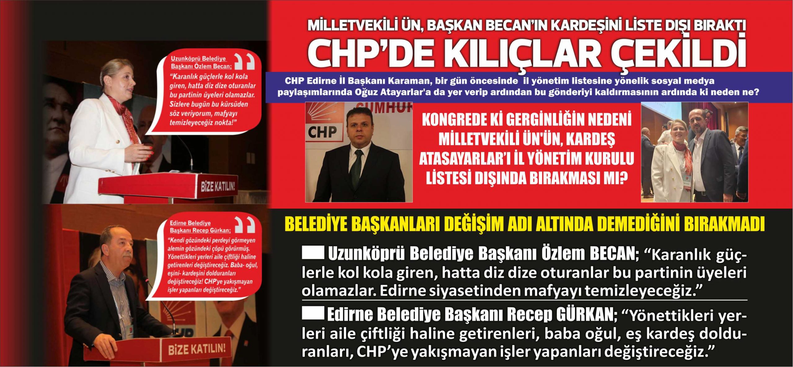 BELEDİYE BAŞKANLARI DEĞİŞİM ADI