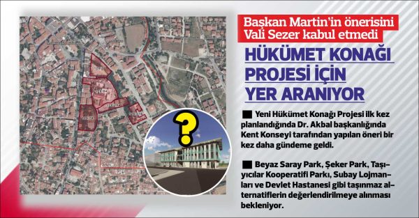 Hükümet Konağı Projesi için Belediye Başkanı Ediz Martin tarafından önerilen 